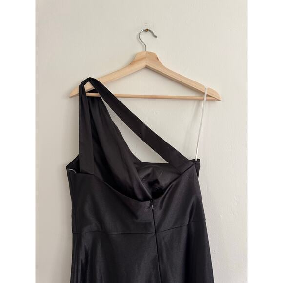 JENNY YOO Lena One Shoulder Black Maxi Dress Size 16 - Picture 6 of 8